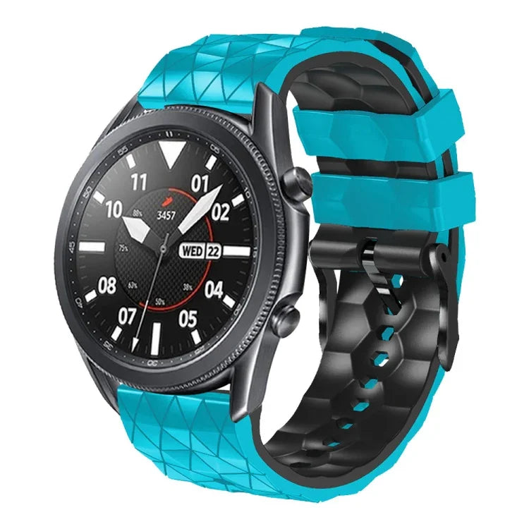 Bracelet en silicone bicolore à motif football de 22 mm, pour Samsung Galaxy Watch3 45 mm, pour Samsung Galaxy Watch 46 mm, pour Samsung Gear S3 Classic, pour Samsung Gear S3 Frontier