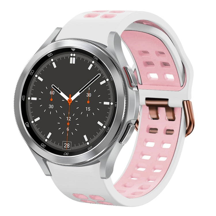 Bracelet de montre en silicone bicolore respirant 20 mm, pour Samsung Galaxy Watch 4 44mm, pour Samsung Galaxy Watch 4 Classic 46mm