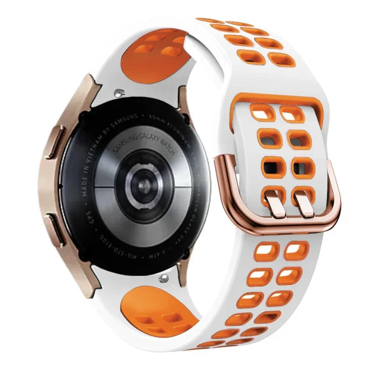 Bracelet de montre en silicone bicolore respirant 20 mm, pour Samsung Galaxy Watch 4 Classic 42 mm, pour Galaxy Watch Active 2
