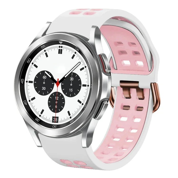Bracelet de montre en silicone bicolore respirant 20 mm, pour Samsung Galaxy Watch 4 Classic 42 mm, pour Galaxy Watch Active 2