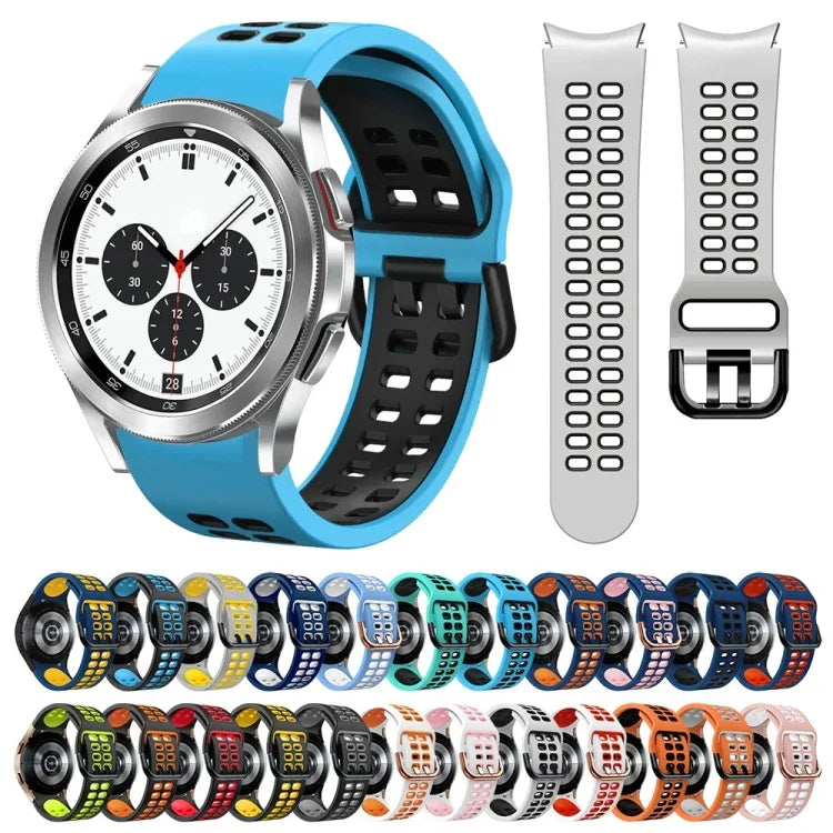 Bracelet de montre en silicone bicolore respirant 20 mm, pour Samsung Galaxy Watch 4 Classic 42 mm, pour Galaxy Watch Active 2
