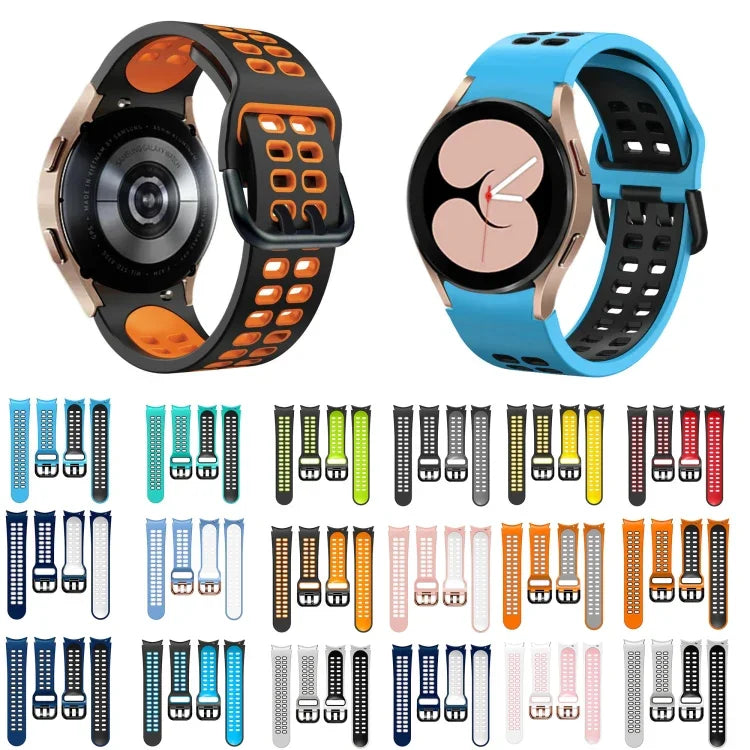 Bracelet de montre en silicone bicolore respirant 20 mm, pour Samsung Galaxy Watch 4 Classic 42 mm, pour Galaxy Watch Active 2