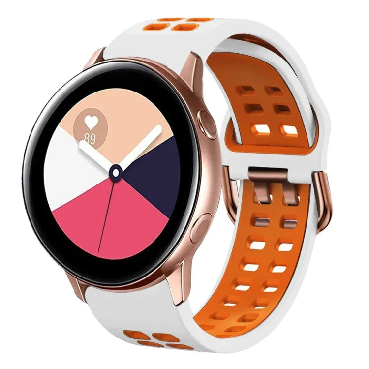 Bracelet de montre en silicone bicolore respirant 20 mm, pour Samsung Galaxy Watch 4 Classic 42 mm, pour Galaxy Watch Active 2