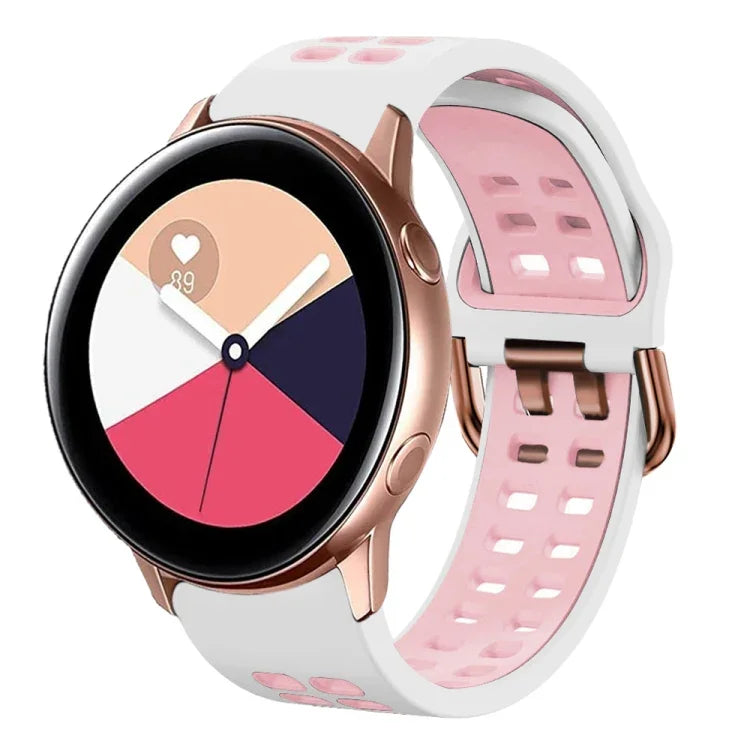 Bracelet de montre en silicone bicolore respirant 20 mm, pour Samsung Galaxy Watch 4 Classic 42 mm, pour Galaxy Watch Active 2