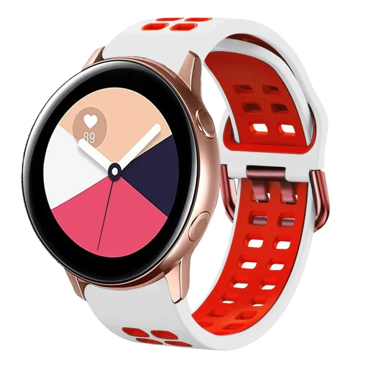 Bracelet de montre en silicone bicolore respirant 20 mm, pour Samsung Galaxy Watch 4 Classic 42 mm, pour Galaxy Watch Active 2