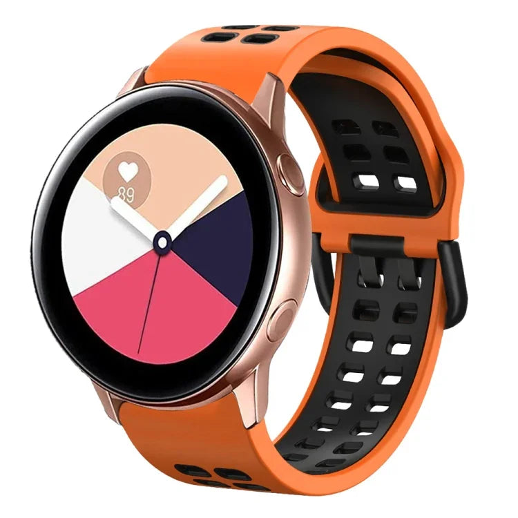 Bracelet de montre en silicone bicolore respirant 20 mm, pour Samsung Galaxy Watch 4 Classic 42 mm, pour Galaxy Watch Active 2