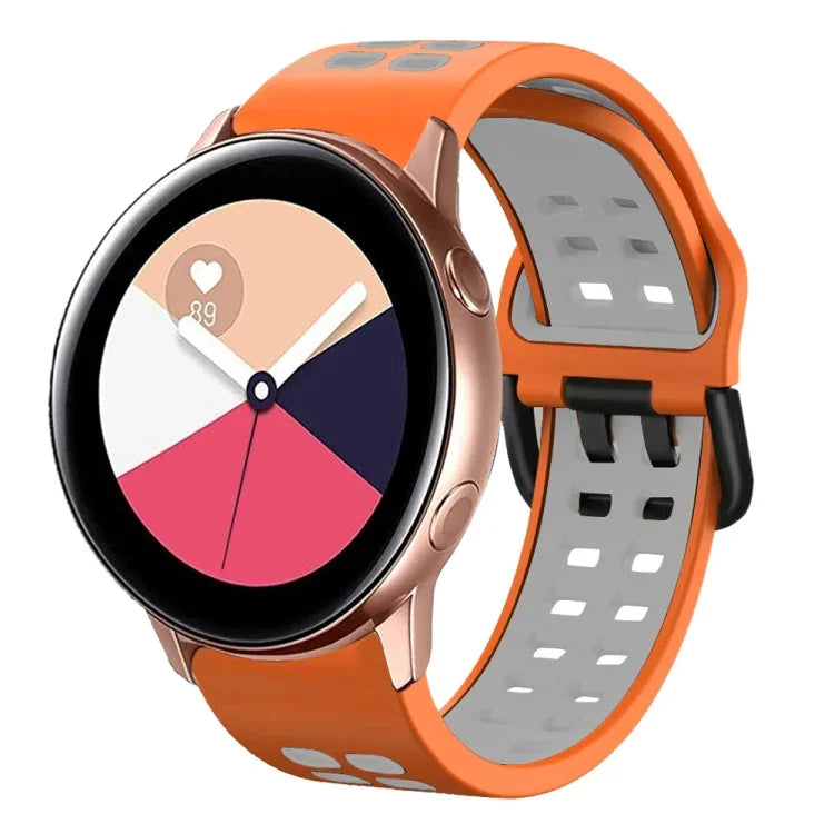 Bracelet de montre en silicone bicolore respirant 20 mm, pour Samsung Galaxy Watch 4 Classic 42 mm, pour Galaxy Watch Active 2