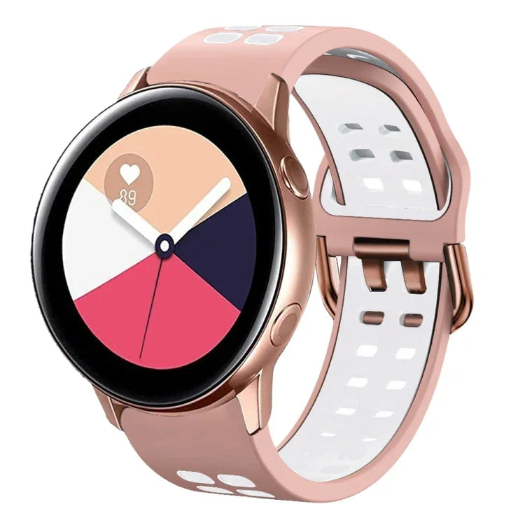 Bracelet de montre en silicone bicolore respirant 20 mm, pour Samsung Galaxy Watch 4 Classic 42 mm, pour Galaxy Watch Active 2