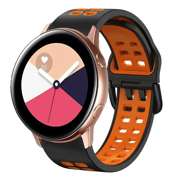 Bracelet de montre en silicone bicolore respirant 20 mm, pour Samsung Galaxy Watch 4 Classic 42 mm, pour Galaxy Watch Active 2