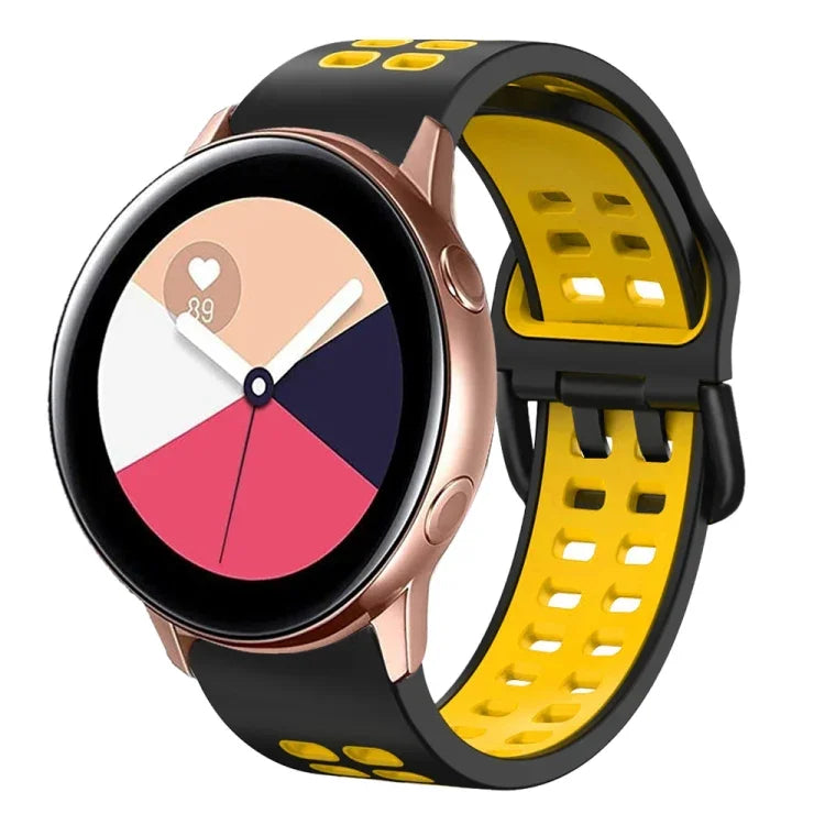 Bracelet de montre en silicone bicolore respirant 20 mm, pour Samsung Galaxy Watch 4 Classic 42 mm, pour Galaxy Watch Active 2
