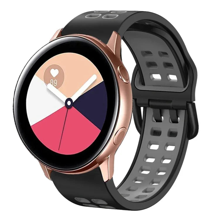 Bracelet de montre en silicone bicolore respirant 20 mm, pour Samsung Galaxy Watch 4 Classic 42 mm, pour Galaxy Watch Active 2