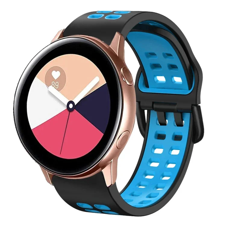 Bracelet de montre en silicone bicolore respirant 20 mm, pour Samsung Galaxy Watch 4 Classic 42 mm, pour Galaxy Watch Active 2