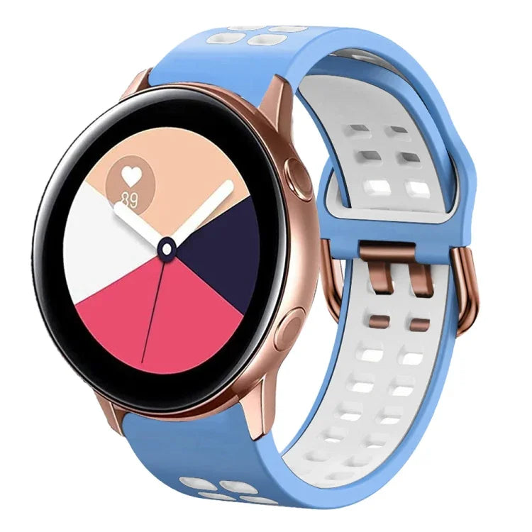 Bracelet de montre en silicone bicolore respirant 20 mm, pour Samsung Galaxy Watch 4 Classic 42 mm, pour Galaxy Watch Active 2