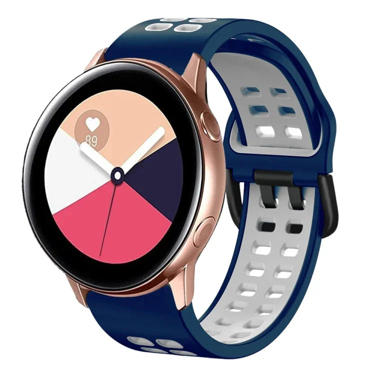 Bracelet de montre en silicone bicolore respirant 20 mm, pour Samsung Galaxy Watch 4 Classic 42 mm, pour Galaxy Watch Active 2