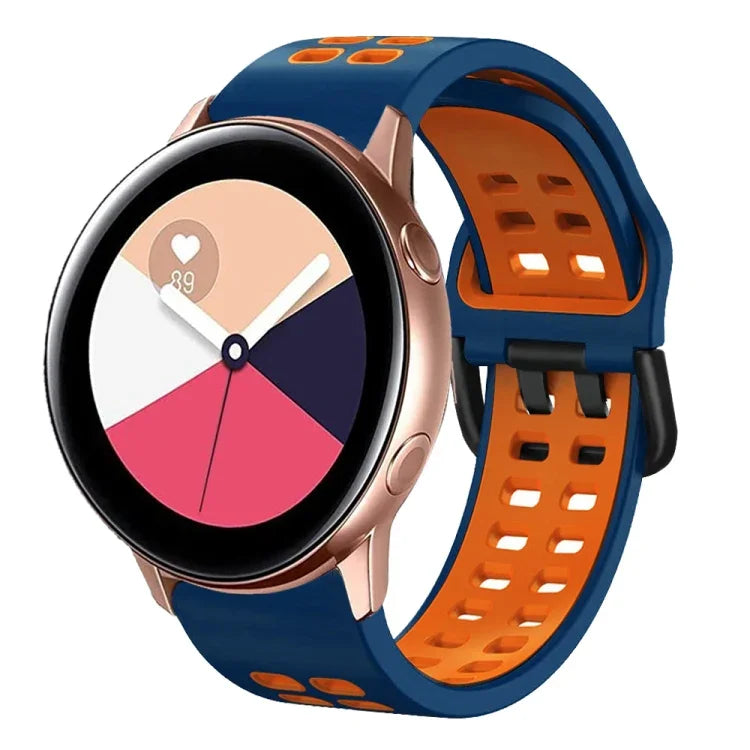 Bracelet de montre en silicone bicolore respirant 20 mm, pour Samsung Galaxy Watch 4 Classic 42 mm, pour Galaxy Watch Active 2