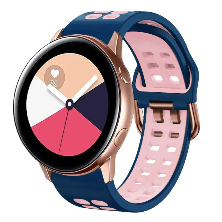 Bracelet de montre en silicone bicolore respirant 20 mm, pour Samsung Galaxy Watch 4 Classic 42 mm, pour Galaxy Watch Active 2