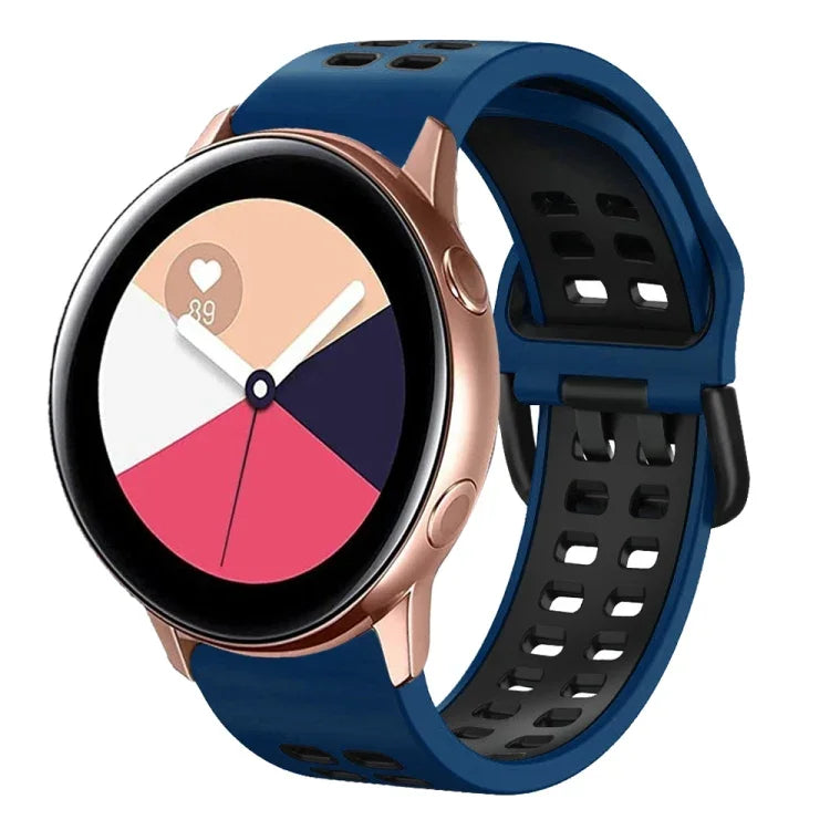 Bracelet de montre en silicone bicolore respirant 20 mm, pour Samsung Galaxy Watch 4 Classic 42 mm, pour Galaxy Watch Active 2