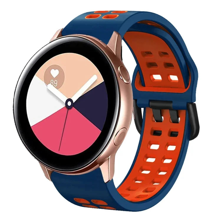 Bracelet de montre en silicone bicolore respirant 20 mm, pour Samsung Galaxy Watch 4 Classic 42 mm, pour Galaxy Watch Active 2