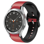 20mm Silicone Adhesive Leather Watch Band, For Samsung Galaxy Watch 4 Classic 46mm, For Samsung Galaxy Watch 4 Classic 42mm, For Samsung Galaxy Watch Active 2