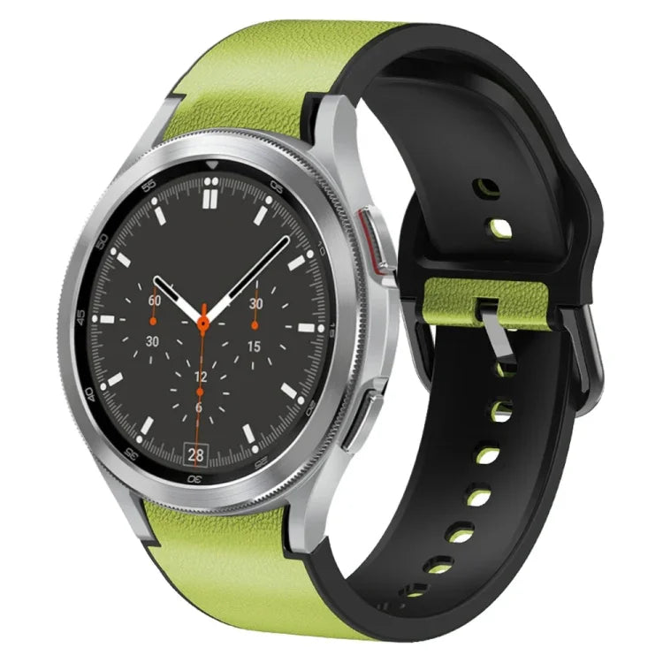20mm Silicone Adhesive Leather Watch Band, For Samsung Galaxy Watch 4 Classic 46mm, For Samsung Galaxy Watch 4 Classic 42mm, For Samsung Galaxy Watch Active 2