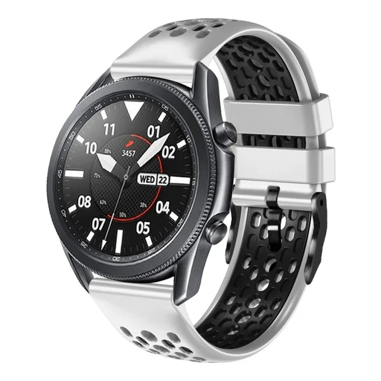 Bracelet de montre en silicone respirant bicolore 22mm, pour Samsung Galaxy Watch3 45mm, pour Samsung Galaxy Watch 46mm, pour Samsung Gear S3 Classic, pour Samsung Gear S3 Frontier