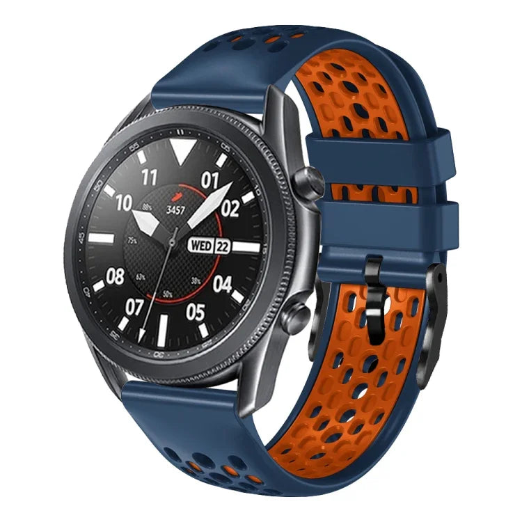 22mm Two-Color Breathable Silicone Watch Band, For Samsung Galaxy Watch3 45mm, For Samsung Galaxy Watch 46mm, For Samsung Gear S3 Classic, For Samsung Gear S3 Frontier
