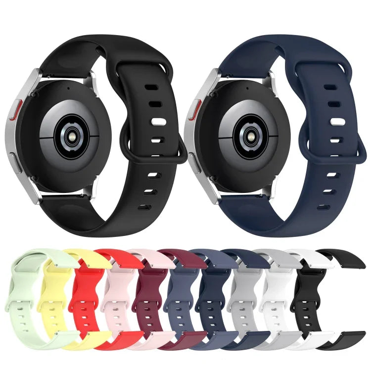 Bracelet de montre en silicone de couleur unie avec boucle papillon 20 mm, pour Samsung Galaxy Watch 4 44 mm, pour Samsung Galaxy Watch 4 Classic 46 mm, pour Samsung Galaxy Watch 4 Classic 42 mm, pour Samsung Galaxy Watch Active 2
