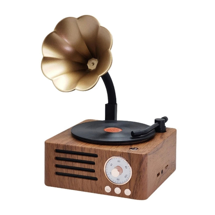 Haut-parleur de bureau audio sans fil rétro Bluetooth T15 Vinyl Atomic, couleur bois