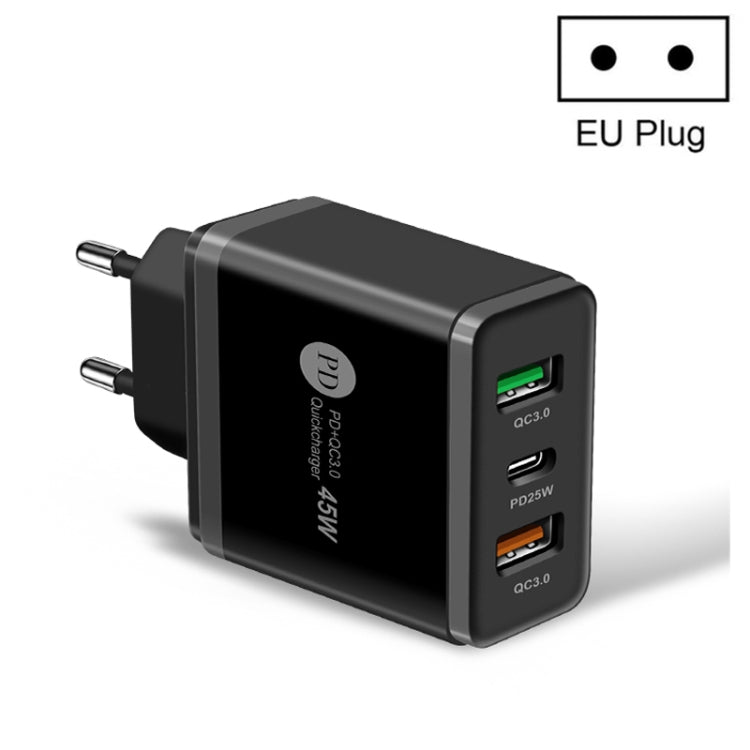 Chargeur rapide multi-ports 45W PD3.0 + 2 x QC3.0 USB, prise EU, prise EU