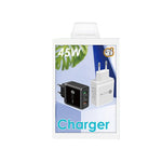 Chargeur rapide multi-ports 45W PD3.0 + 2 x QC3.0 USB, prise EU, prise EU