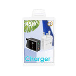 Chargeur rapide multi-ports 45W PD3.0 + 2 x QC3.0 USB, prise UK, prise UK