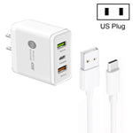Chargeur multi-port USB 45W PD25W + 2 x QC3.0 avec câble USB vers Type-C, prise US, prise US + câble USB vers Type-C