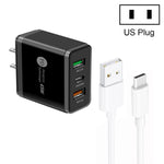 Chargeur multi-port USB 45W PD25W + 2 x QC3.0 avec câble USB vers Type-C, prise US, prise US + câble USB vers Type-C