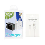 Chargeur multi-port USB 45W PD25W + 2 x QC3.0 avec câble USB vers Type-C, prise UK, prise UK + câble USB vers Type-C