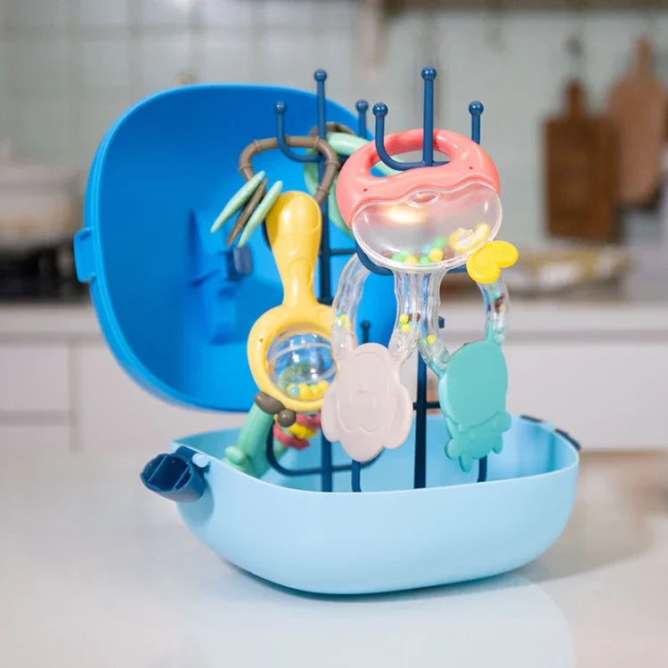 MoFun 2029A ensemble 2 en 1 hochet et anneau de dentition pour bébé 6 pièces avec boîte de rangement baleine, 2029A