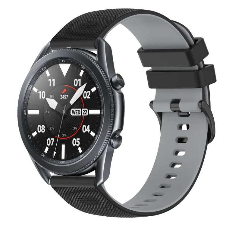 Bracelet de montre en silicone bicolore à carreaux de 22 mm, pour Samsung Galaxy Watch3 45 mm, pour Samsung Galaxy Watch 46 mm, pour Samsung Gear S3 Classic, pour Samsung Gear S3 Frontier