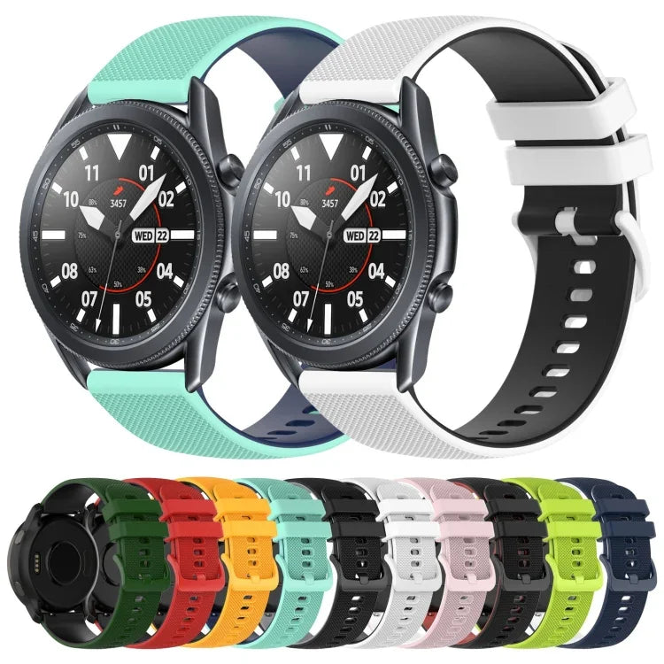 Bracelet de montre en silicone bicolore à carreaux de 22 mm, pour Samsung Galaxy Watch3 45 mm, pour Samsung Galaxy Watch 46 mm, pour Samsung Gear S3 Classic, pour Samsung Gear S3 Frontier