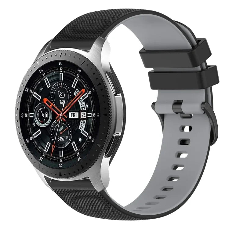 Bracelet de montre en silicone bicolore à carreaux de 22 mm, pour Samsung Galaxy Watch3 45 mm, pour Samsung Galaxy Watch 46 mm, pour Samsung Gear S3 Classic, pour Samsung Gear S3 Frontier