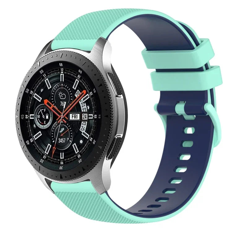 Bracelet de montre en silicone bicolore à carreaux de 22 mm, pour Samsung Galaxy Watch3 45 mm, pour Samsung Galaxy Watch 46 mm, pour Samsung Gear S3 Classic, pour Samsung Gear S3 Frontier