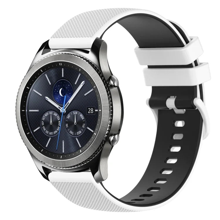 Bracelet de montre en silicone bicolore à carreaux de 22 mm, pour Samsung Galaxy Watch3 45 mm, pour Samsung Galaxy Watch 46 mm, pour Samsung Gear S3 Classic, pour Samsung Gear S3 Frontier