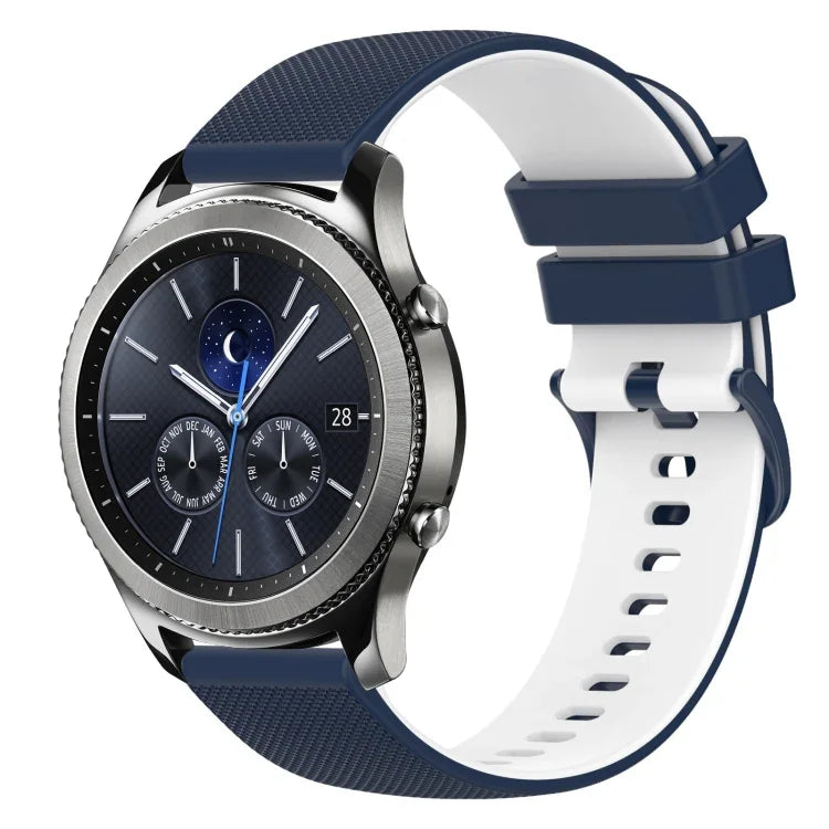 Bracelet de montre en silicone bicolore à carreaux de 22 mm, pour Samsung Galaxy Watch3 45 mm, pour Samsung Galaxy Watch 46 mm, pour Samsung Gear S3 Classic, pour Samsung Gear S3 Frontier