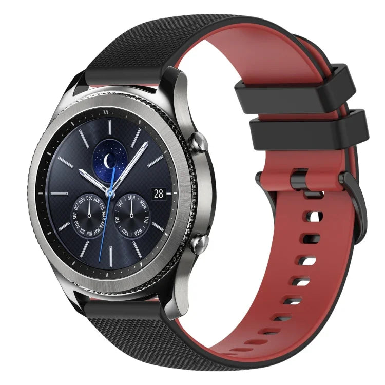 Bracelet de montre en silicone bicolore à carreaux de 22 mm, pour Samsung Galaxy Watch3 45 mm, pour Samsung Galaxy Watch 46 mm, pour Samsung Gear S3 Classic, pour Samsung Gear S3 Frontier