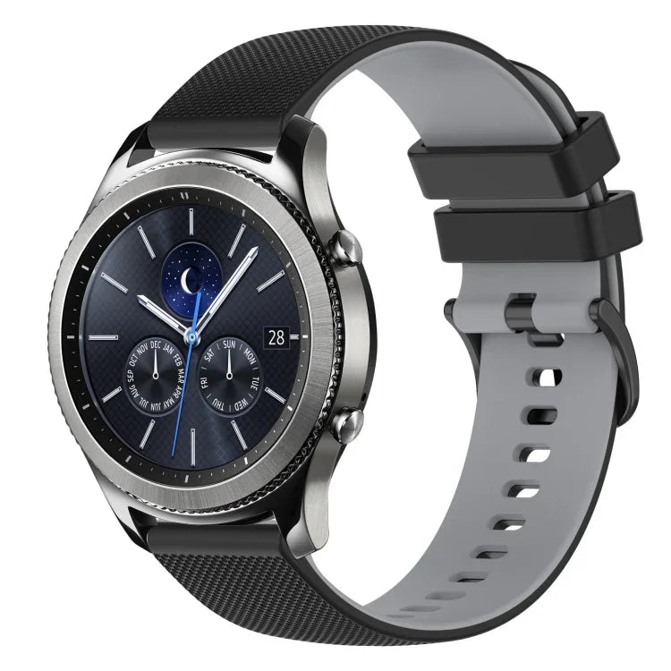 Bracelet de montre en silicone bicolore à carreaux de 22 mm, pour Samsung Galaxy Watch3 45 mm, pour Samsung Galaxy Watch 46 mm, pour Samsung Gear S3 Classic, pour Samsung Gear S3 Frontier
