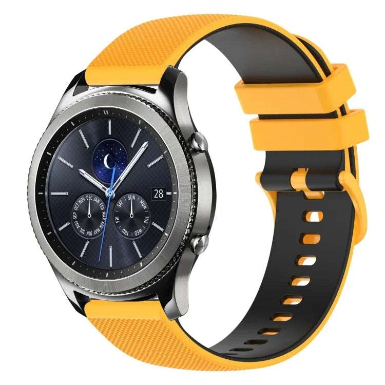 Bracelet de montre en silicone bicolore à carreaux de 22 mm, pour Samsung Galaxy Watch3 45 mm, pour Samsung Galaxy Watch 46 mm, pour Samsung Gear S3 Classic, pour Samsung Gear S3 Frontier