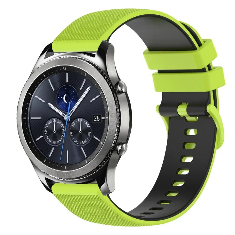 Bracelet de montre en silicone bicolore à carreaux de 22 mm, pour Samsung Galaxy Watch3 45 mm, pour Samsung Galaxy Watch 46 mm, pour Samsung Gear S3 Classic, pour Samsung Gear S3 Frontier