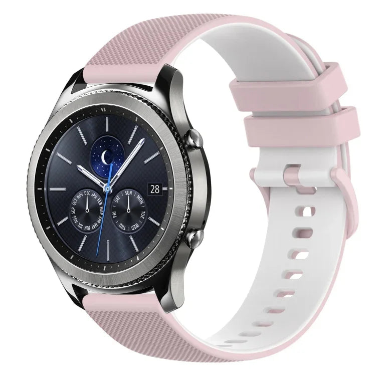 Bracelet de montre en silicone bicolore à carreaux de 22 mm, pour Samsung Galaxy Watch3 45 mm, pour Samsung Galaxy Watch 46 mm, pour Samsung Gear S3 Classic, pour Samsung Gear S3 Frontier