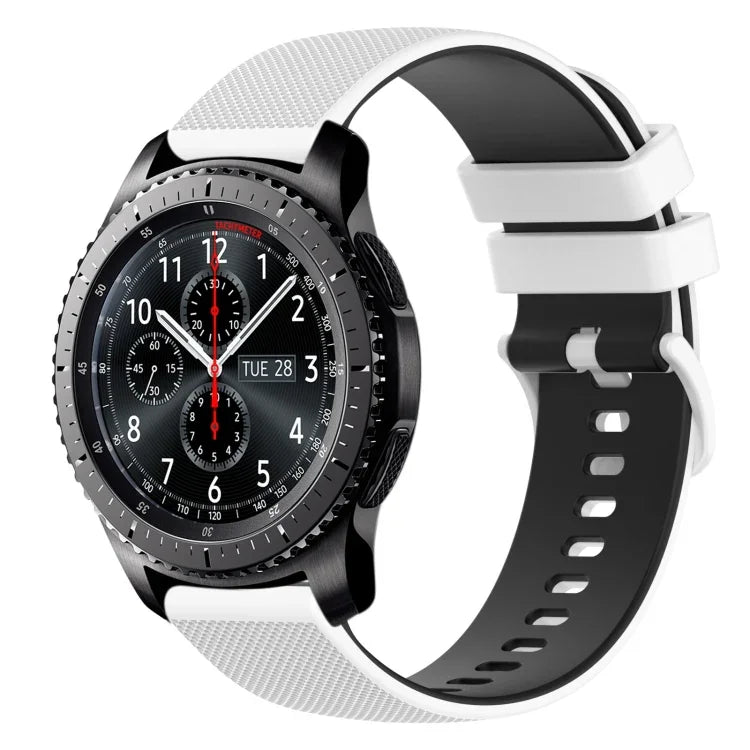 Bracelet de montre en silicone bicolore à carreaux de 22 mm, pour Samsung Galaxy Watch3 45 mm, pour Samsung Galaxy Watch 46 mm, pour Samsung Gear S3 Classic, pour Samsung Gear S3 Frontier