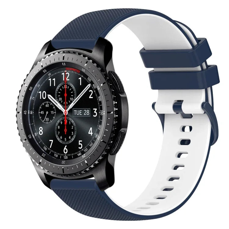 Bracelet de montre en silicone bicolore à carreaux de 22 mm, pour Samsung Galaxy Watch3 45 mm, pour Samsung Galaxy Watch 46 mm, pour Samsung Gear S3 Classic, pour Samsung Gear S3 Frontier