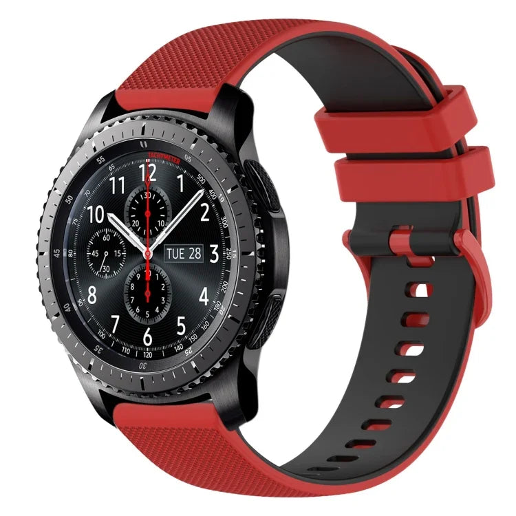 Bracelet de montre en silicone bicolore à carreaux de 22 mm, pour Samsung Galaxy Watch3 45 mm, pour Samsung Galaxy Watch 46 mm, pour Samsung Gear S3 Classic, pour Samsung Gear S3 Frontier
