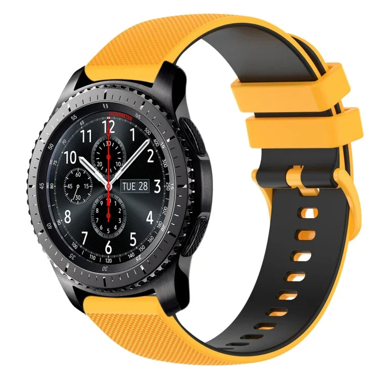 Bracelet de montre en silicone bicolore à carreaux de 22 mm, pour Samsung Galaxy Watch3 45 mm, pour Samsung Galaxy Watch 46 mm, pour Samsung Gear S3 Classic, pour Samsung Gear S3 Frontier
